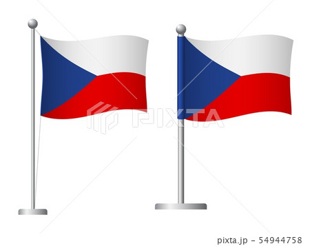 Czech Republic flag on pole icon 54944758