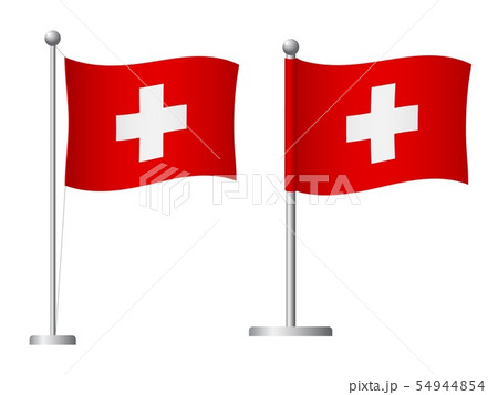 Switzerland flag on pole icon 54944854
