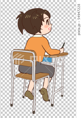 Classroom Desk Chair Child Looking Forward Smile Stock Illustration
