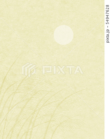 満月とススキの背景素材のイラスト素材
