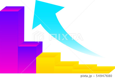 増加 上昇 棒グラフ 矢印 ビジネス イラストのイラスト素材