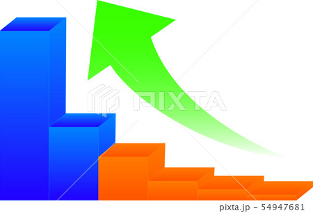 増加 上昇 棒グラフ 矢印 ビジネス イラストのイラスト素材