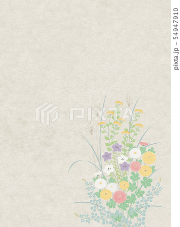 秋草と和紙の背景素材のイラスト素材