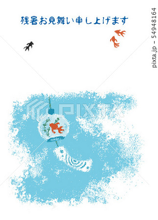 パステル画風 金魚模様の風鈴の涼しげな残暑見舞いイラスト パステル画風 金魚模様の風鈴の涼しげな残暑見舞いイラスト 54948164