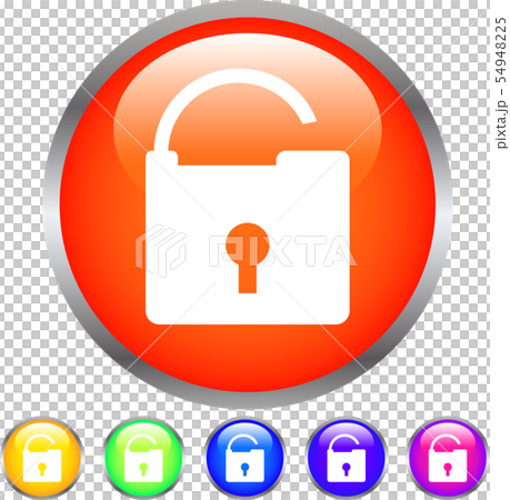 ボタン　スイッチ　立体的　鍵　南京錠　ロック解除　イラスト 54948225