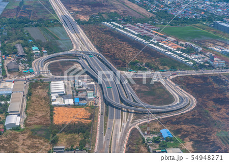 aerial view mainroad near Suvarnabhumi Airport aerial view mainroad near Suvarnabhumi Airport 54948271