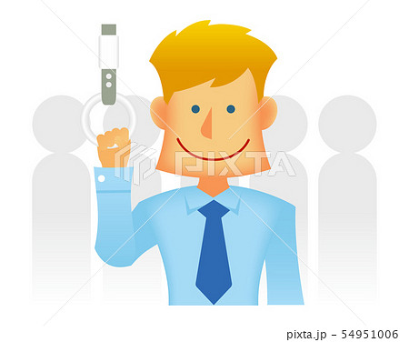 外人 西洋人 若い男性サラリーマン ビジネスマン 上半身イラスト 通勤電車 ラッシュアワー のイラスト素材