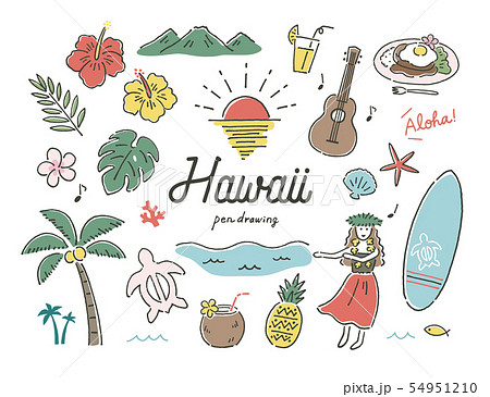 Hawaii Southern Country Pen Painting Color Stock Illustration