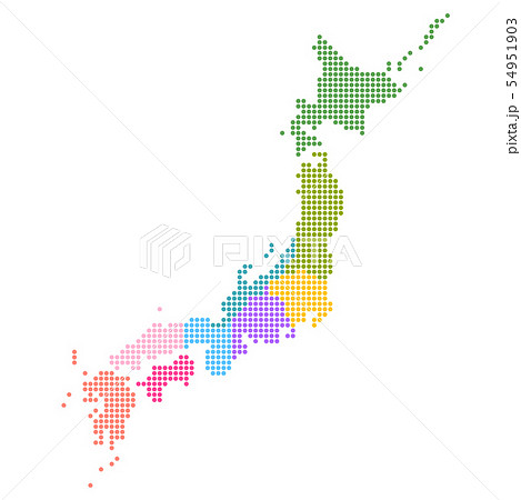 日本 地図 ドット アイコン のイラスト素材