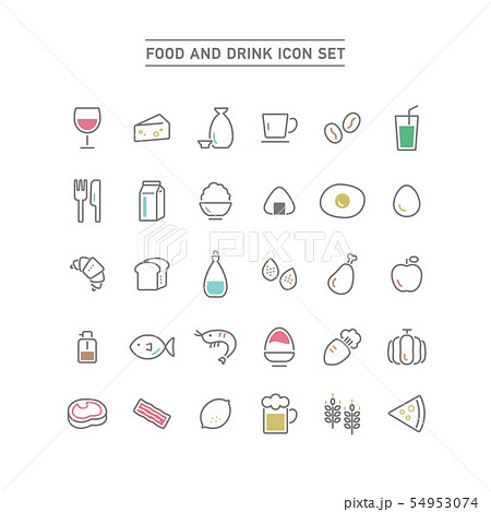 FOOD AND DRINK ICON SET 54953074