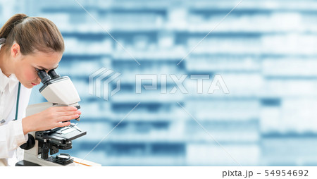 Scientist researcher uses microscope in laboratory 54954692