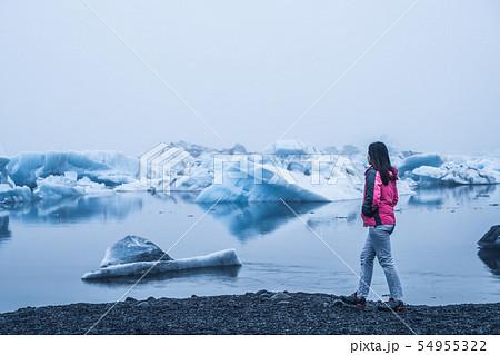 Travel in Jokulsarlon glacial lagoon in Iceland. 54955322