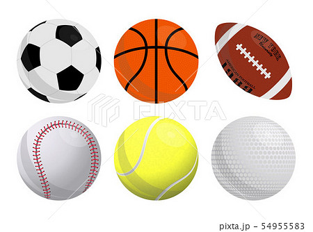 Colorful vector set of sport balls icons: basketball, football, american football, baseball, tennis 54955583