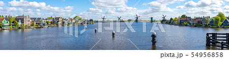Panorama view of Windmills at Zaanse Schans Panorama view of Windmills at Zaanse Schans 54956858