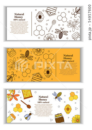 3 vector banners with honey and propolis objects 54957600