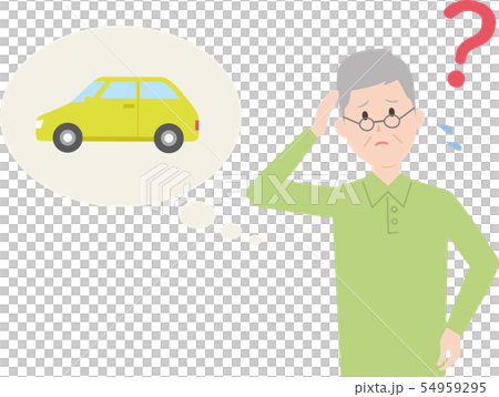 Illustration of a senior man worried about a car balloon 54959295