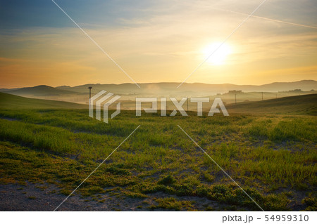 Sunset Tuscany landscape 54959310