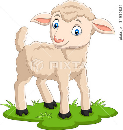 Cartoon happy lamb on the grass 54959884