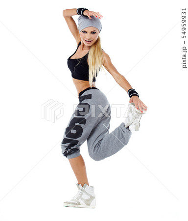 modern style dancer posing on studio background modern style dancer posing on studio background 54959931