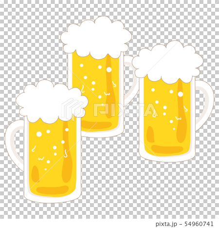 ビール生中3杯のイラスト素材 54960741 Pixta