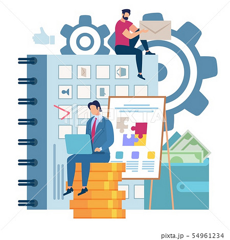 Bright Banner Effective Work with Notebook Flat. 54961234
