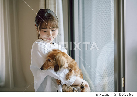 犬のいる暮らし　女性 54961566