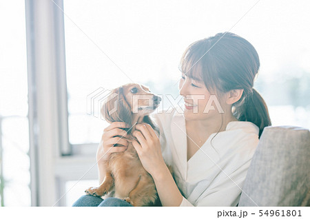 犬のいる暮らし 女性 犬のいる暮らし 女性 54961801
