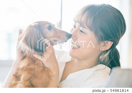 犬のいる暮らし 女性 犬のいる暮らし 女性 54961814