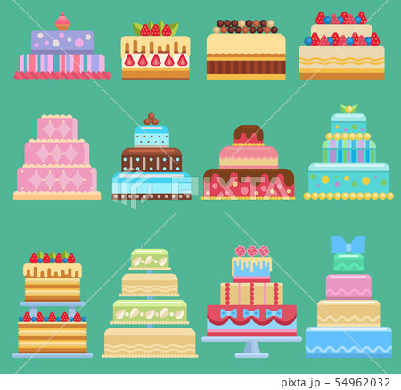 Wedding flat cake pie sweets dessert bakery flat simple style illustration fresh tasty dessert sweet Wedding flat cake pie sweets dessert bakery flat simple style illustration fresh tasty dessert sweet 54962032