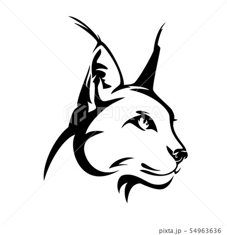 caracal wild cat head black vector design 54963636