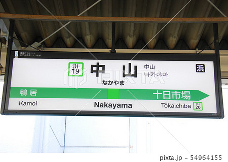 横浜線 中山駅 Jh19 の駅名表示板 横浜市緑区 の写真素材