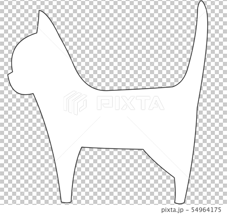 ねこシルエット２ 白 黒縁 のイラスト素材