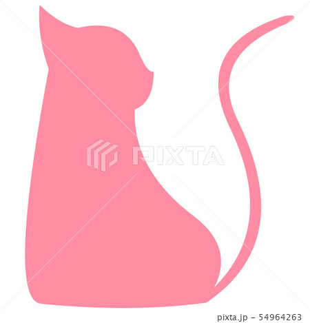 ねこシルエット パステルピンク のイラスト素材