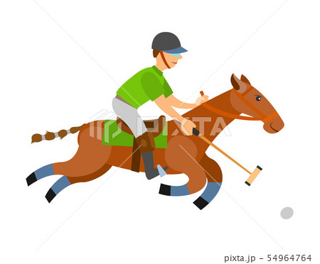 Man on Horse Holding Stick, Hitting Ball on Speed 54964764