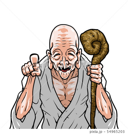 神様 白着物 左杖右指差し 54965203