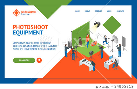 Photo Studio Interior Landing Web Page Template Isometric View. Vector Photo Studio Interior Landing Web Page Template Isometric View. Vector 54965218
