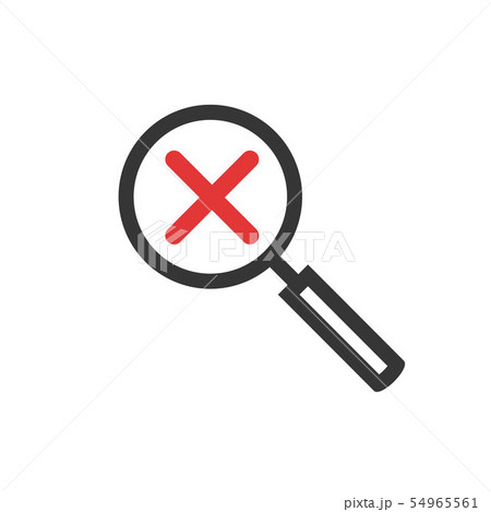 Magnifier with red cross vector icon line outline art, magnifying glass with dismiss sign isolated Magnifier with red cross vector icon line outline art, magnifying glass with dismiss sign isolated 54965561