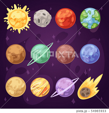 Planet planetary system in space with mercury venus earth or mars in planetarium and astronomical 54965933