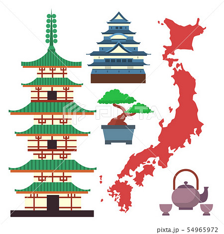 flat colored symbols of Japan travel and asia tourism design packaging fabric traditional fuji flat colored symbols of Japan travel and asia tourism design packaging fabric traditional fuji 54965972