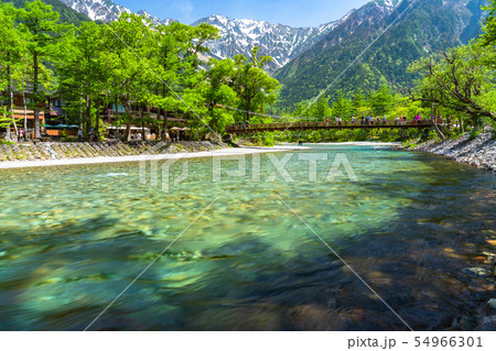 《長野県》新緑の上高地・河童橋《新緑最盛期》 《長野県》新緑の上高地・河童橋《新緑最盛期》 54966301