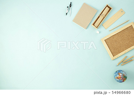 Back to school supplies concept blue background 54966680