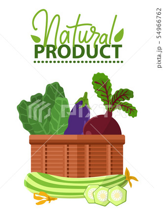 Vegetables in Basket, Vegan Food, Organic Vector 54966762