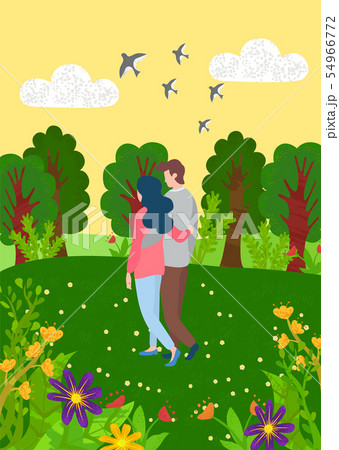 Man and Woman Spend Time Together on Nature Vector 54966772