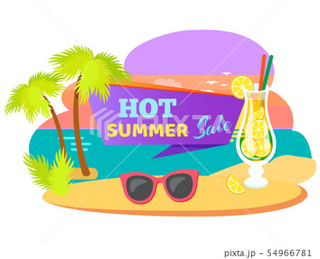 Hot Summer Sale, Summertime Sticker with Cocktail 54966781