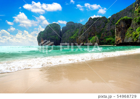 Maya bay at Phi Phi island in Thailand. Maya bay at Phi Phi island in Thailand. 54968729