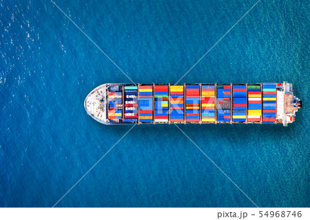 Aerial view of container cargo ship in sea. 54968746
