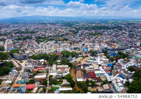 Aerial view of border market at Mae sai  54968752