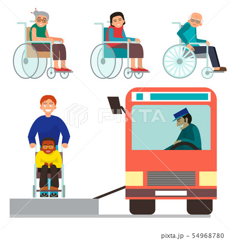 Disabled handicapped diverse people wheelchair invalid person help disability characters disable 54968780