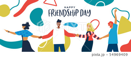 Friendship Day banner of diverse friends together 54969409