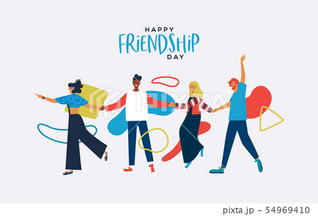 Friendship Day card of diverse friends together 54969410